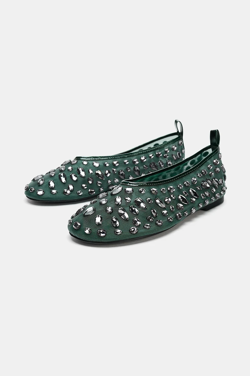 SHINY MESH BALLET FLATS