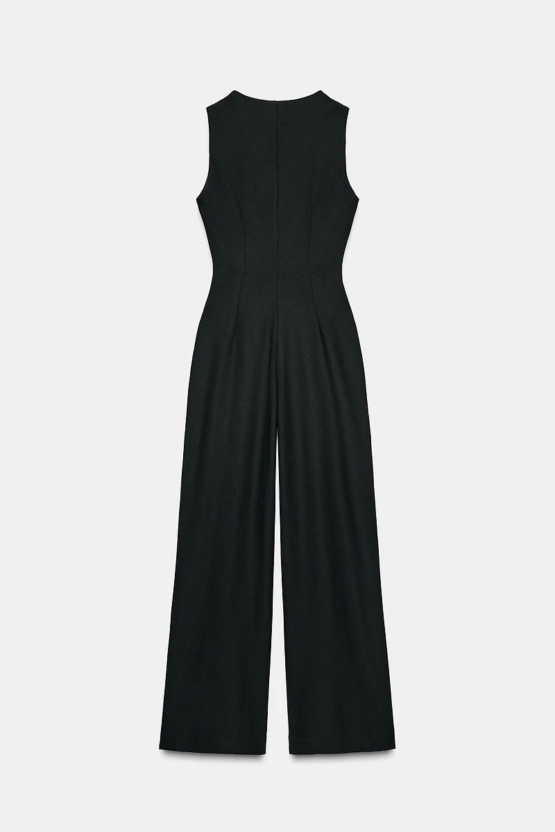 LONG CREPE VEST JUMPSUIT