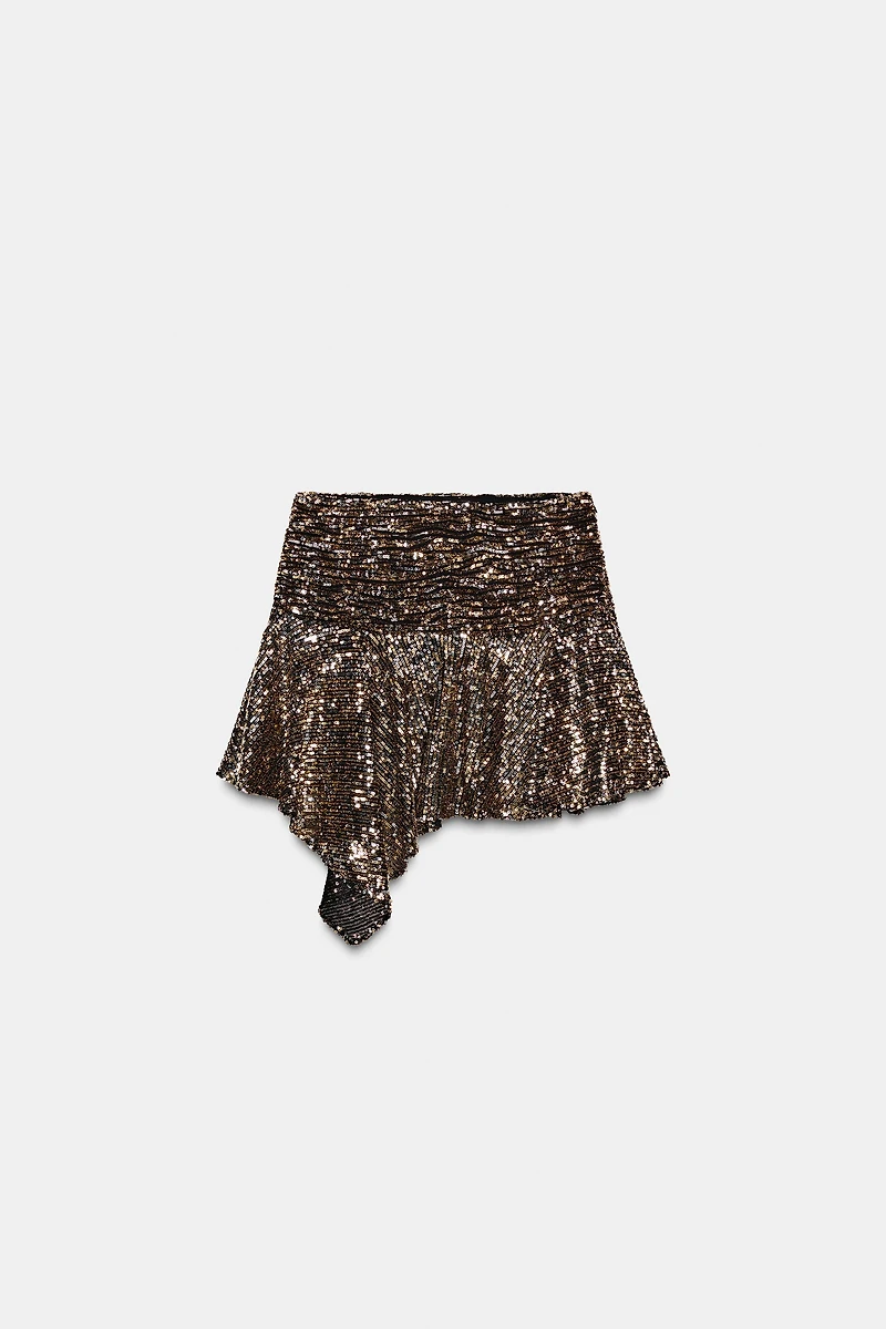 ASYMMETRIC SEQUIN SKORT