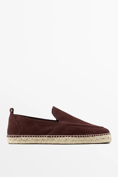 Leather espadrilles with moc toe