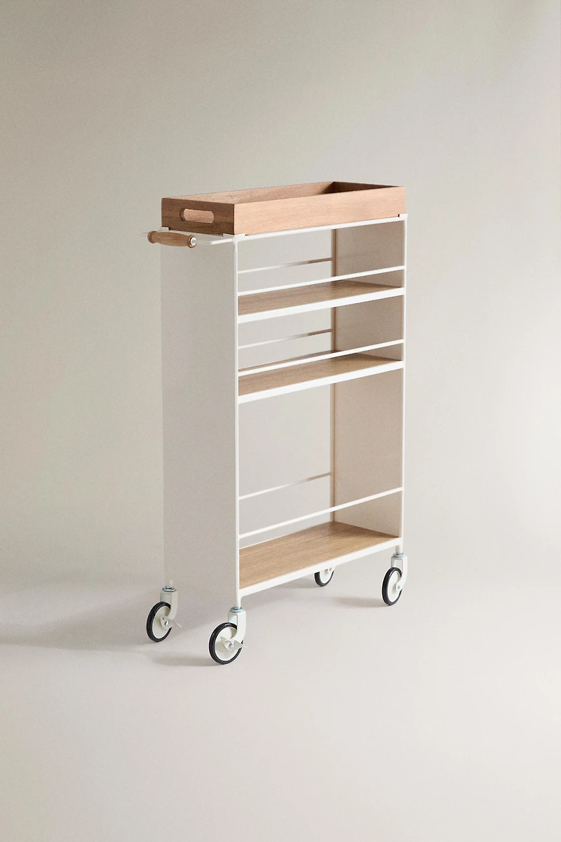 METAL AND WOOD STORAGE CART