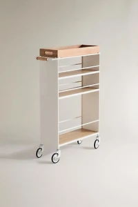 METAL AND WOOD STORAGE CART