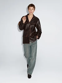 Nappa leather midi jacket