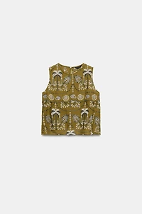 EYELET EMBROIDERED TOP