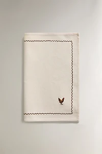 EMBROIDERED HEN COTTON PLACEMAT