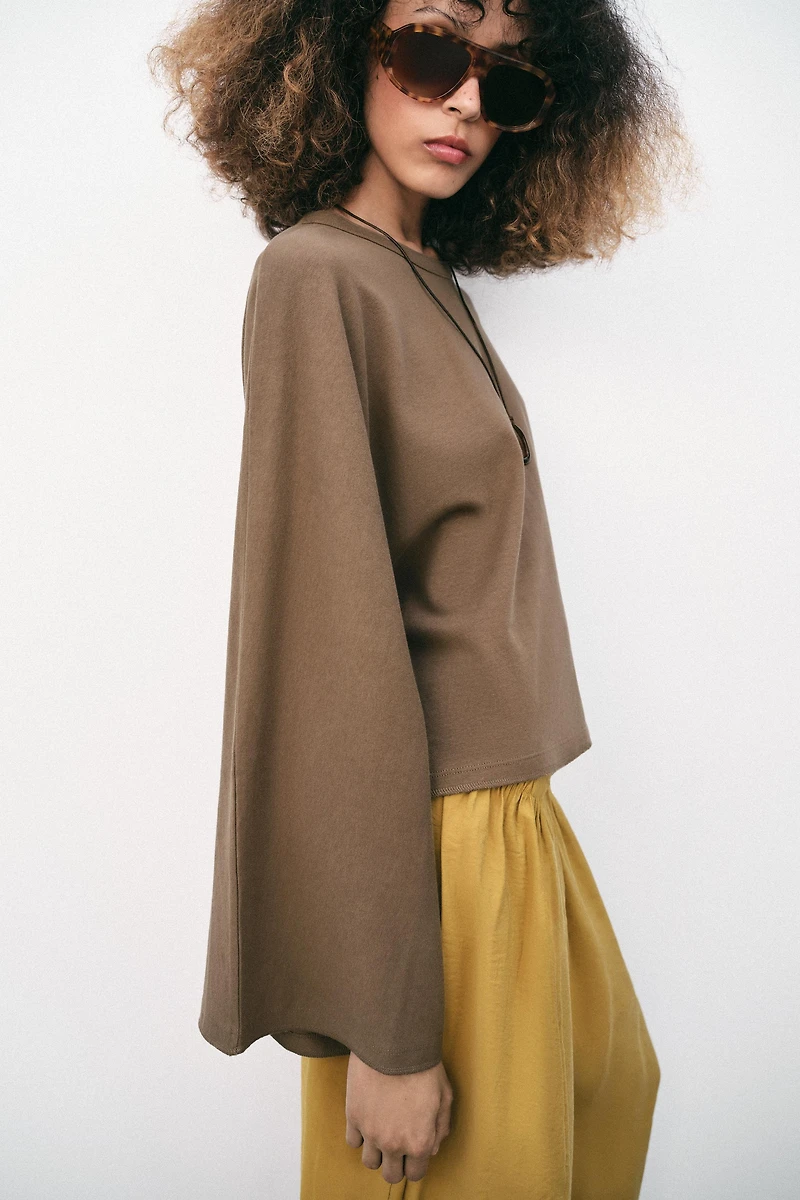 COTTON WIDE-SLEEVE T-SHIRT