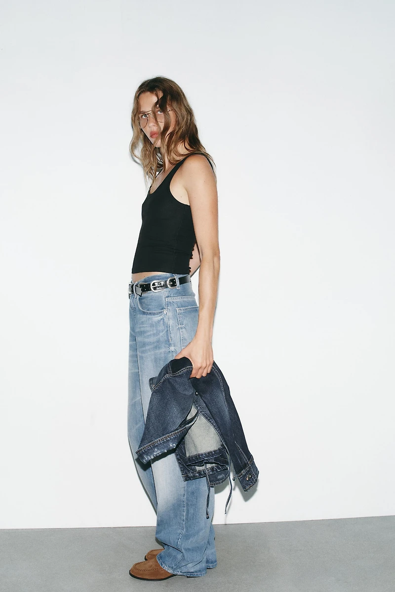 TRF HIGH RISE STRAIGHT WIDE LEG JEANS