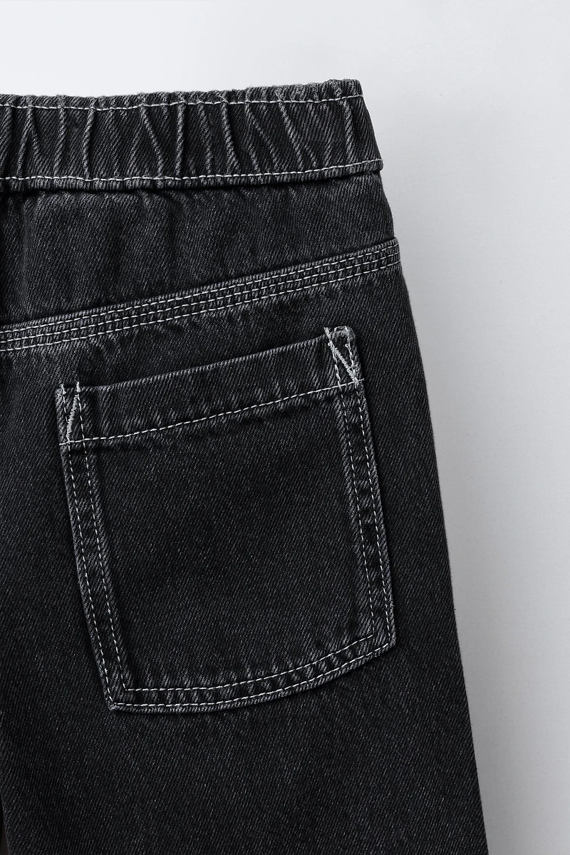 CONTRAST TOPSTITCH BALLOON JEANS