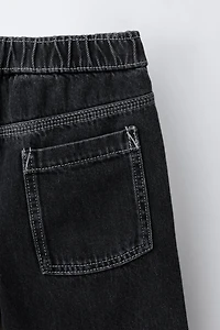 CONTRAST TOPSTITCH BALLOON JEANS