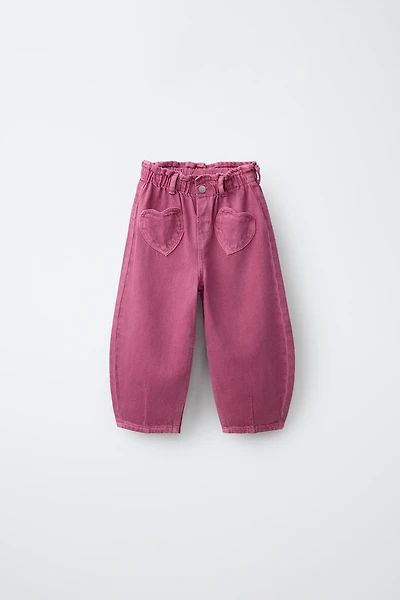 HEART POCKET TWILL BAGGY PANTS