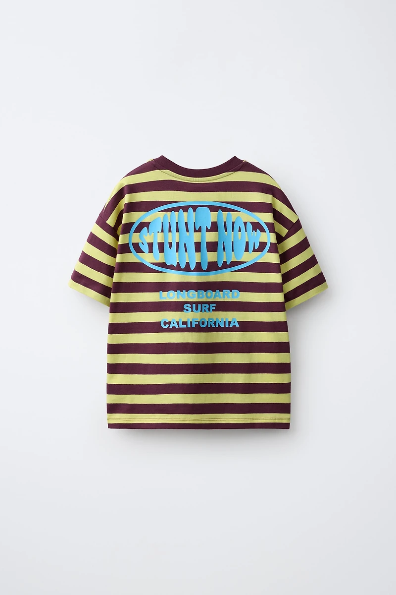 STRIPED TEXT PRINT T-SHIRT