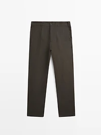 Tapered fit linen trousers