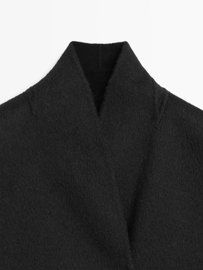 Wool blend high neck coat