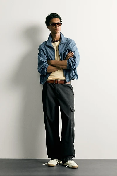 RELAXED FIT PLAID ZIP SHIRT