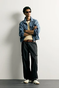 RELAXED FIT PLAID ZIP SHIRT