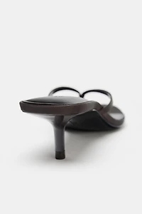 SATIN KITTEN HEEL SANDALS