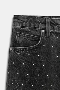 Z1975 HIGH WAIST LOOSE STRAIGHT JEANS WITH SPARKLE