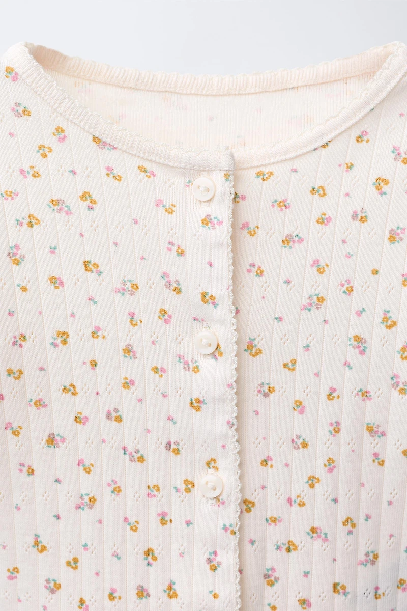 FLORAL PRINT CARDIGAN, BODYSUIT & LEGGING SET