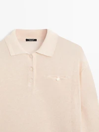 Fine linen polo collar sweater