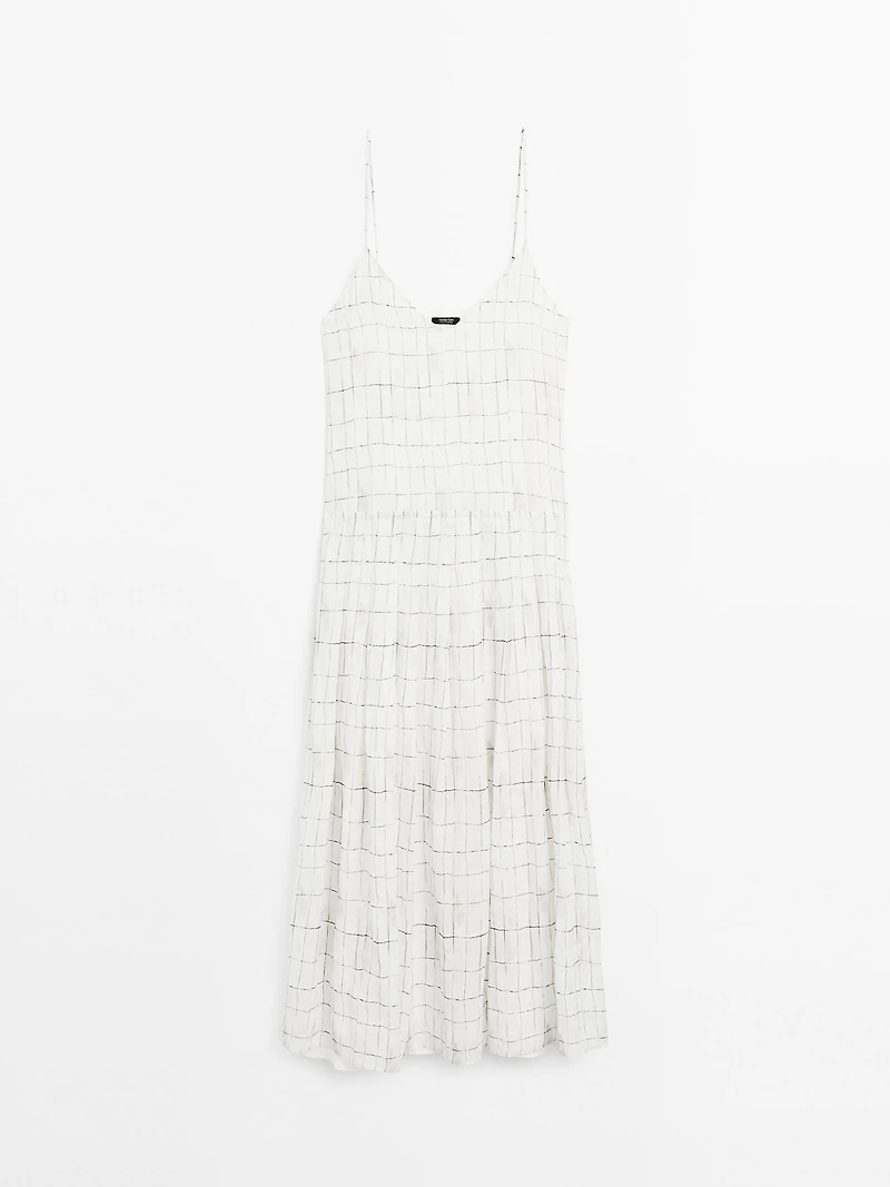 Flared check midi dress