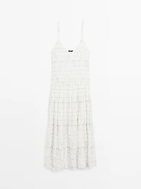 Flared check midi dress