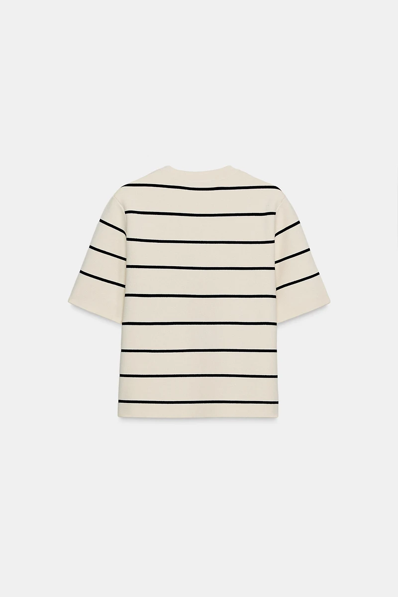 SHORT SLEEVE STRIPED CARDIGAN
