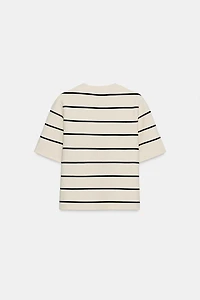 SHORT SLEEVE STRIPED CARDIGAN