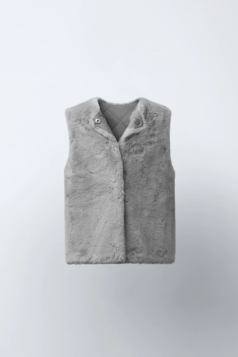 GILET RÉVERSIBLE EFFET FOURRURE