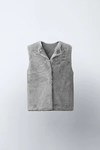 GILET RÉVERSIBLE EFFET FOURRURE