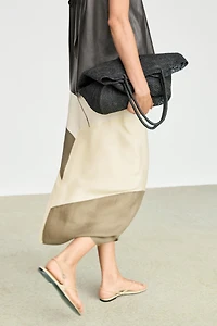 Flowing patchwork midi skirt