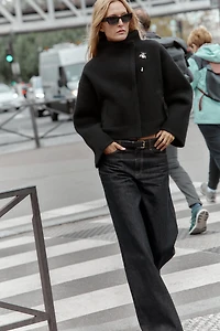 WRAP KNIT BOMBER JACKET