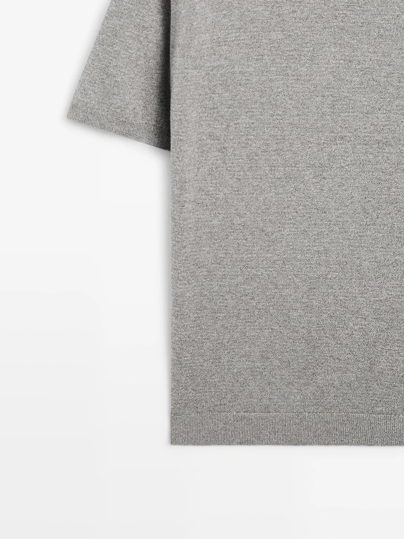 T-shirt en maille chinée à manches courtes