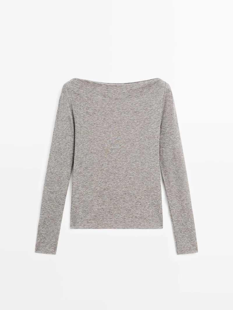 Draped boat neck top
