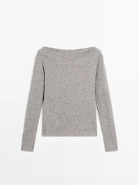 Draped boat neck top