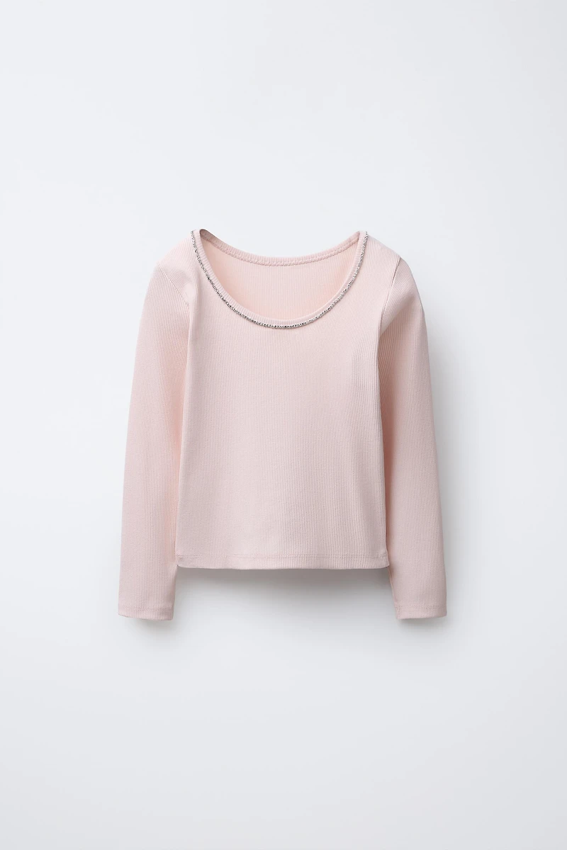 JEWELED RIB T-SHIRT