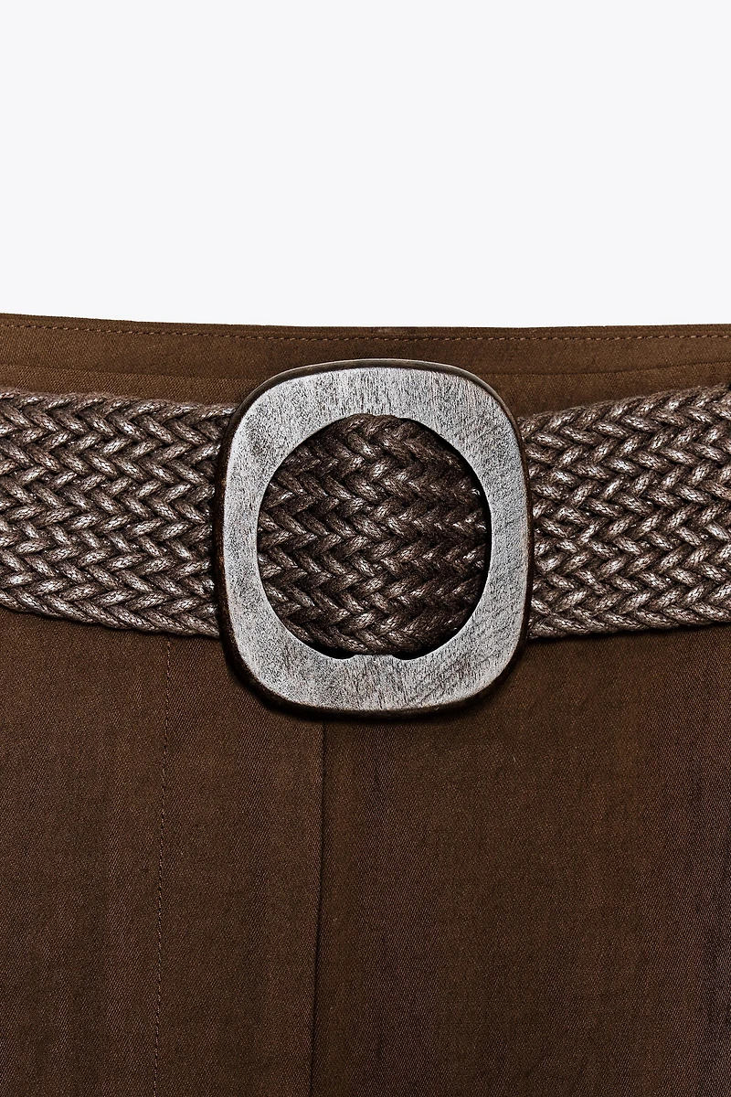 PLEATED BELT SHORTS