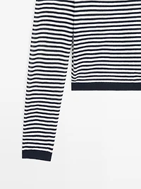 Striped cotton and silk knit sweater