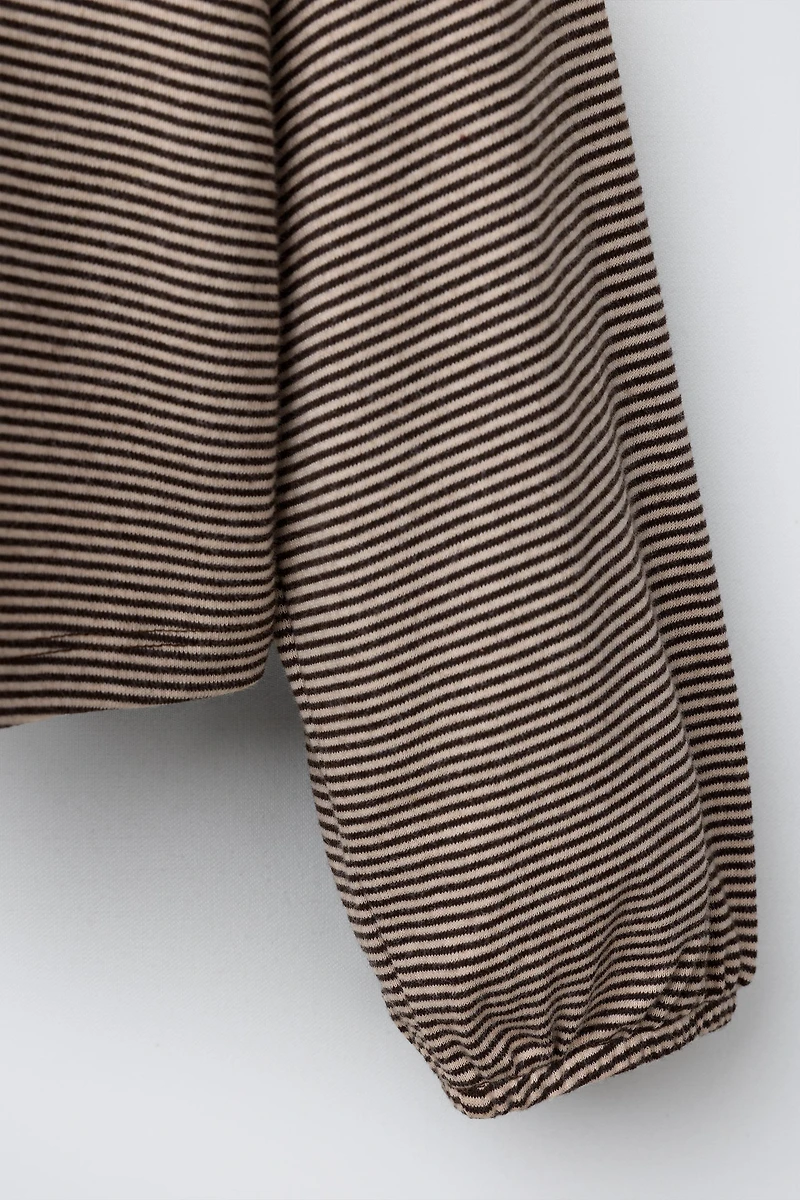 STRIPED PETER PAN COLLAR LACE T-SHIRT