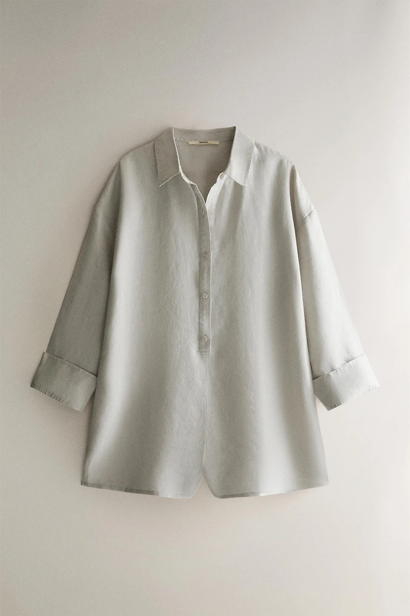 BUTTONED LINEN JUMPSUIT