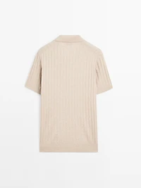 Ribbed knit polo shirt