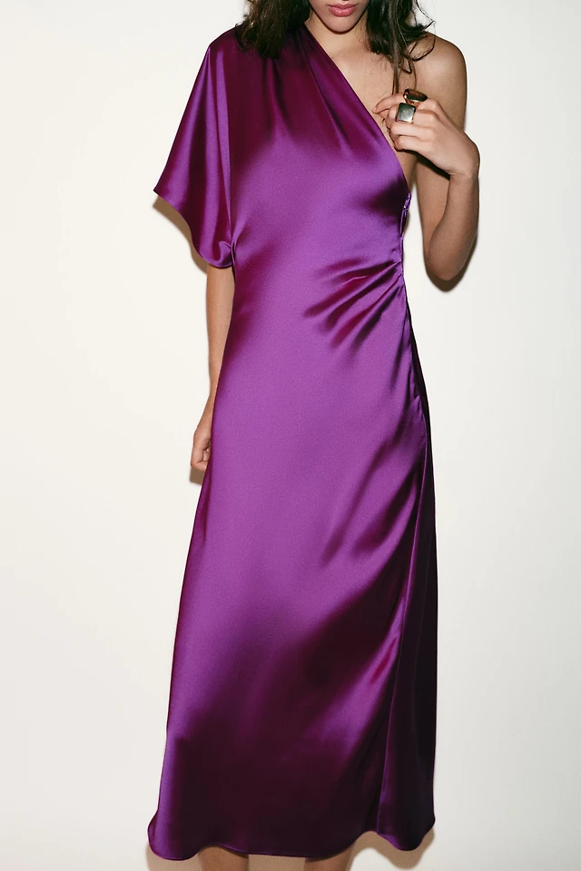 strapless open back dress Badgley Mischka Pleated Ruffle Fan Flared Mikado Gown EG4416 main image 0