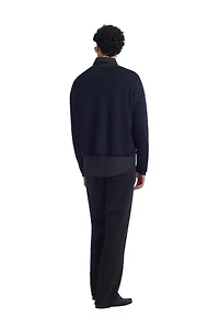 CROPPED FIT LINEN-WOOL BLEND SWEATER