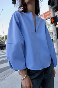 POPLIN BALLOON SLEEVE SHIRT