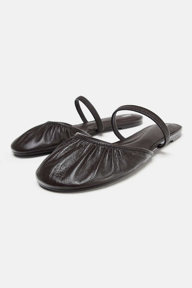 LEATHER SLINGBACK BALLET FLATS