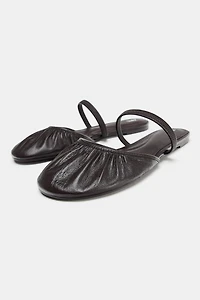 LEATHER SLINGBACK BALLET FLATS