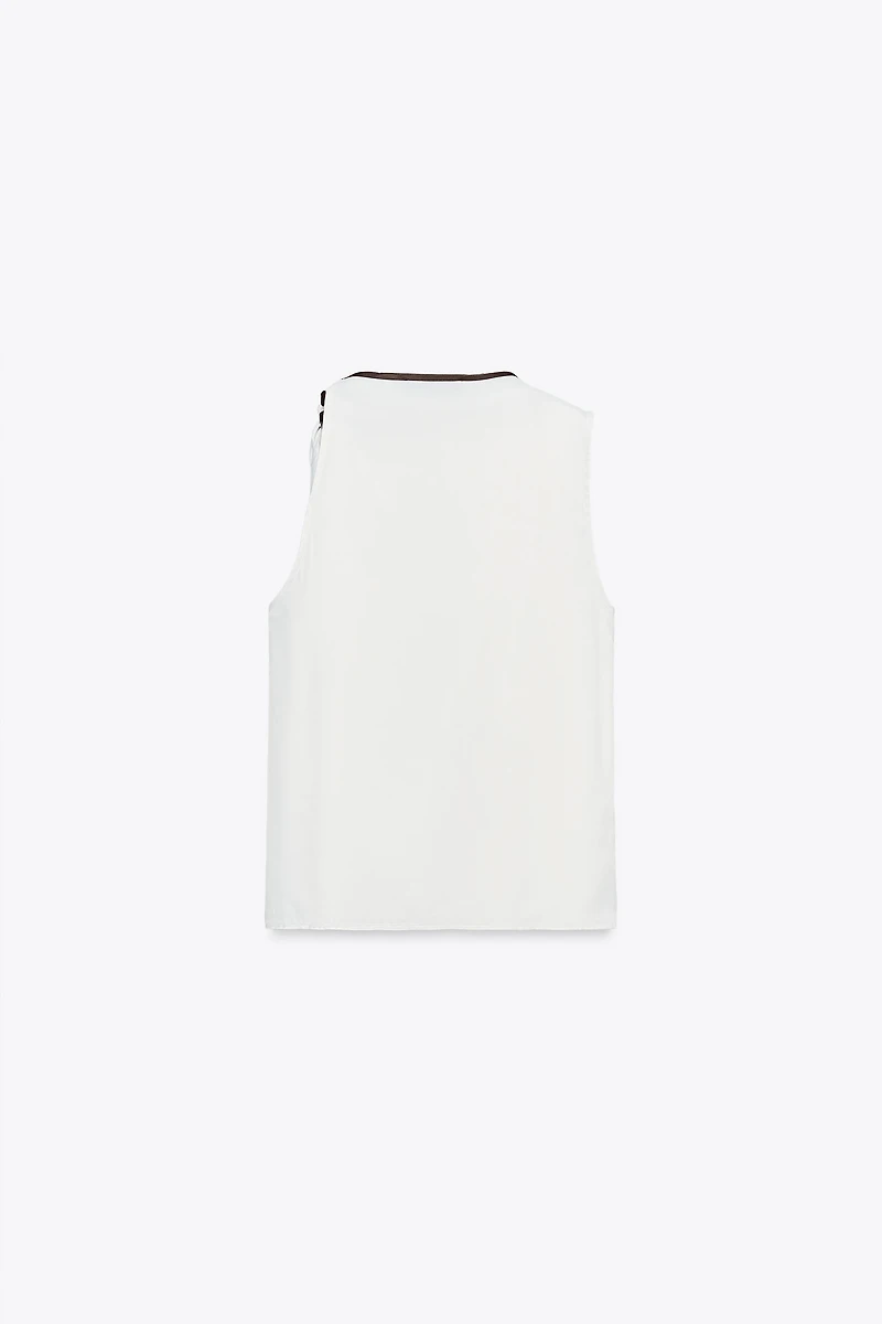 SATIN EFFECT BOW TRIM TOP