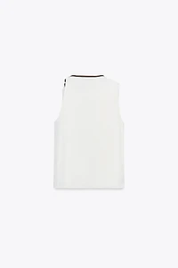 SATIN EFFECT BOW TRIM TOP