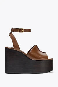 LEATHER WEDGE SANDALS WITH STRAP