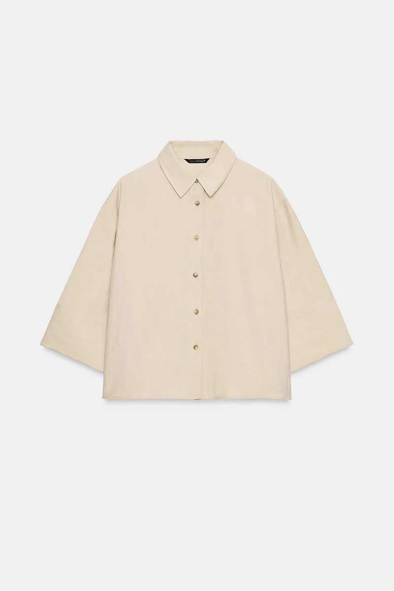 CROPPED WIDE SLEEVE SHIRT