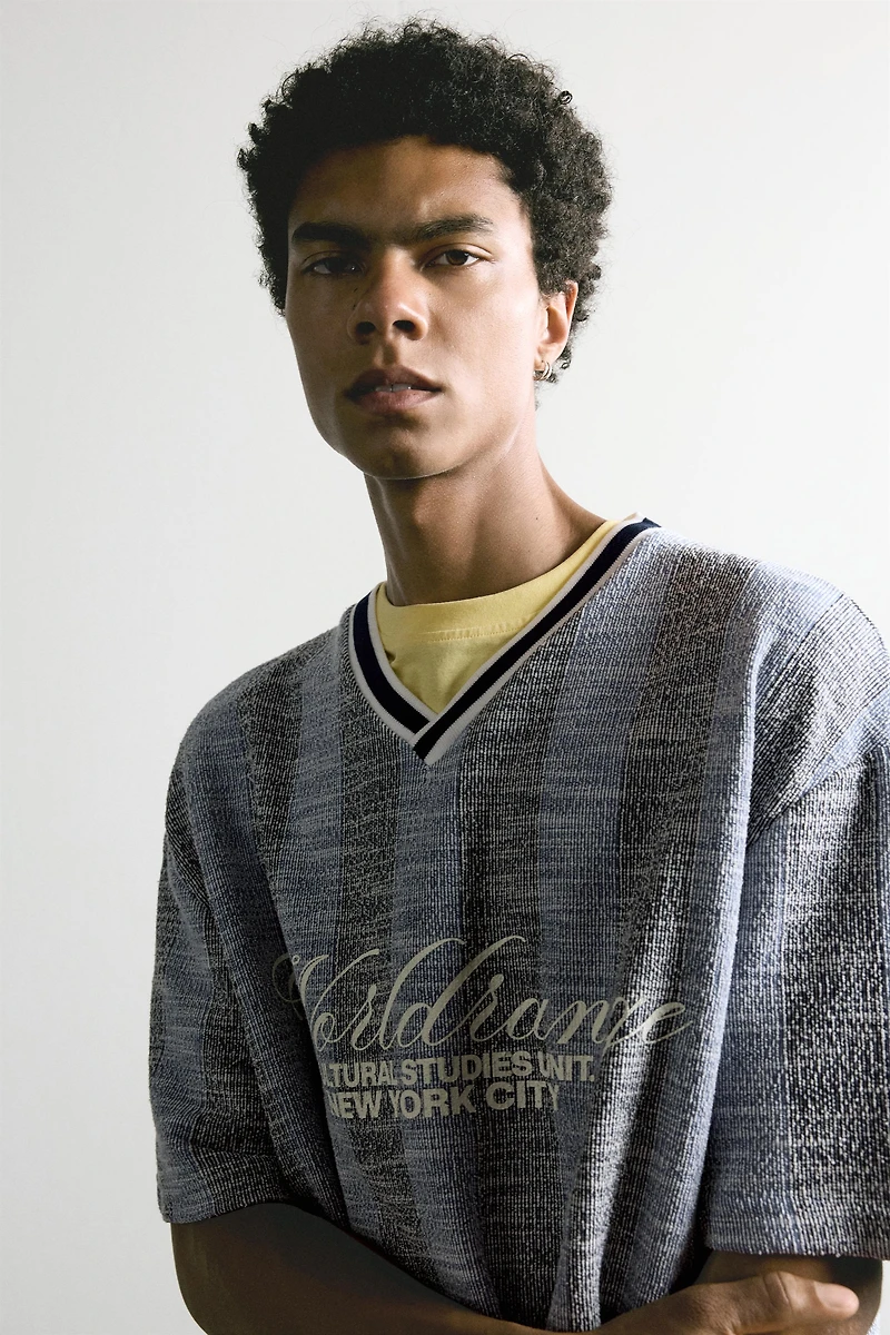 RETRO SOCCER JACQUARD EMBROIDERED SWEATSHIRT